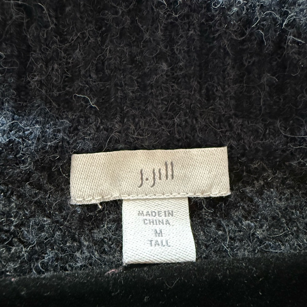J. Jill Dark Blue Plaid Cardigan Size M Tall - Picture 8 of 9